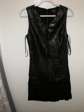 Laundry by Shelli Segal sleeveless black faux leather dress size 2 with tags